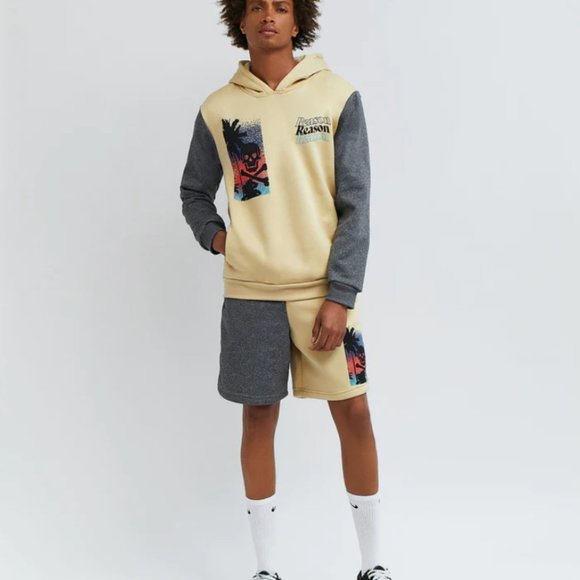 New Reason Brand Skully Hoodie & Shorts 2 Piece Set - Picture 1 of 9